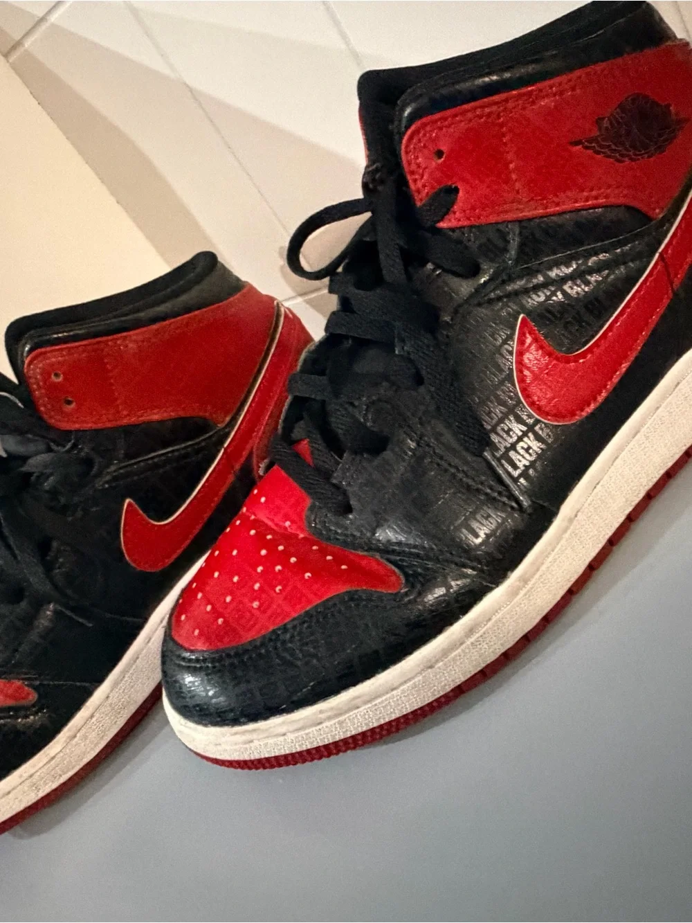 Nike Kids Black and Red High-Top Sneakers